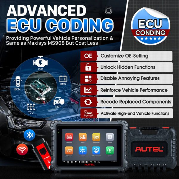 Autel MaxiCOM MK906S PRO Scanner – Upgraded Version of MS906 Pro/MK906BT/MK906 Pro Diagnostic Tool with Advanced ECU Coding, Bi-Directional Control & 36+ Services - Image 7
